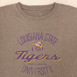 LSU Tigers Short Sleeve College Football T Shirt Mens Size Large L Gray